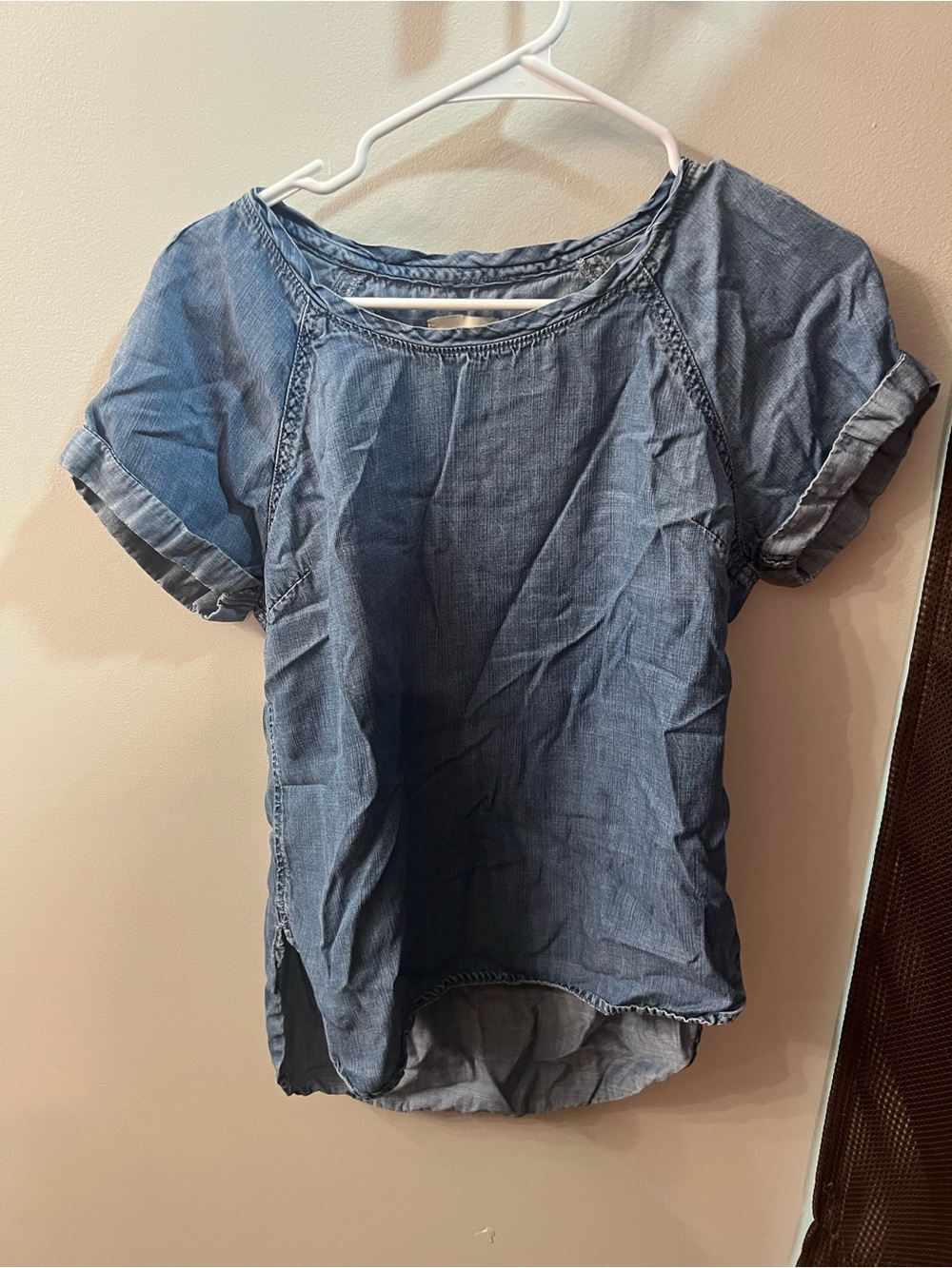 cloth & stone Indigo Denim-Look Short Sleeve Top